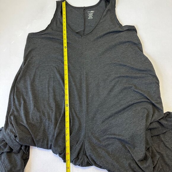 Natural Life Super Wide Leg Overall One Piece Jumper One Size Gray V-Neck Pocket - Picture 12 of 13